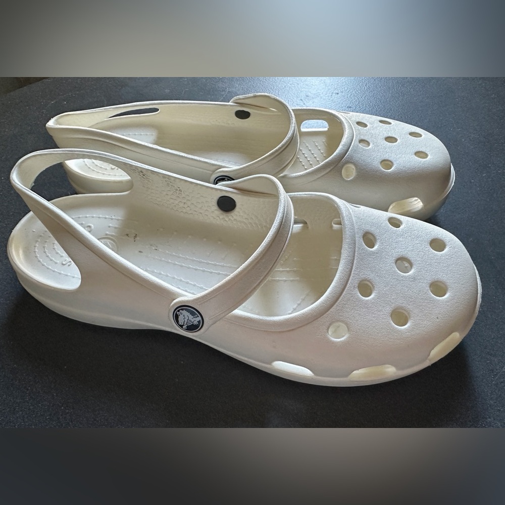 White Mary Jane Style Crocs